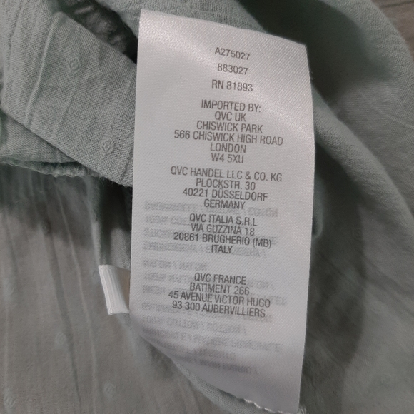 Logo Lavish Shirt Blouse Swiss Dot Green Embroidered Buttoned Women's Size S - Picture 10 of 14